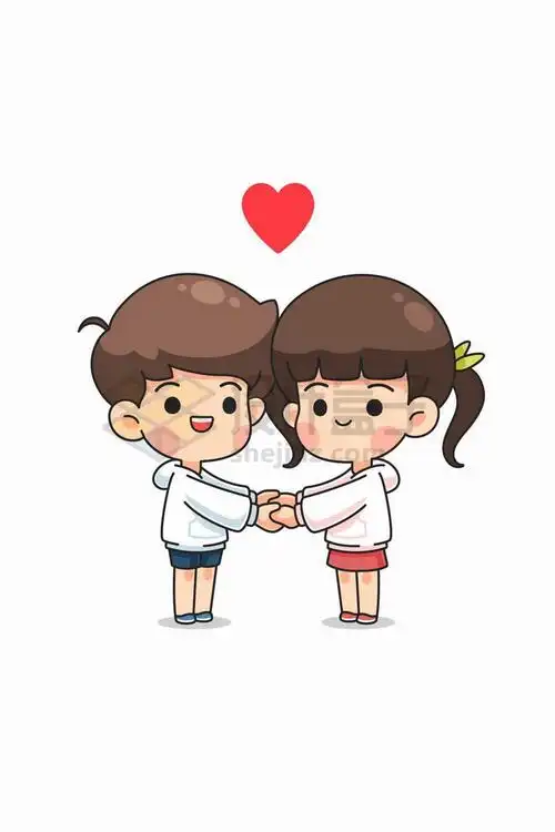 超可爱卡通男孩女孩手牵手象征了情人节表白爱情png图片免抠矢量素材
