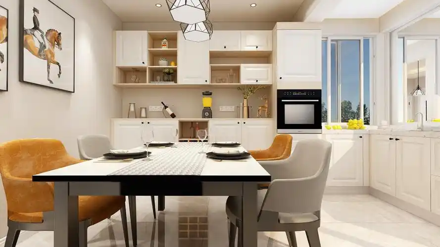 餐厅厨房一体化设计之后,空间不在狭小,家人也可在厨房帮忙,增加了