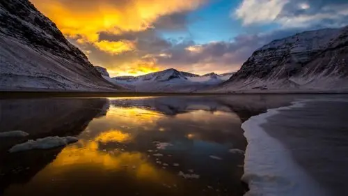首页 自然和风景 湖 湖,山,日落,冰,冷,雪,云 壁纸 / 1600x900 壁纸