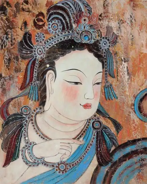 共展出敦煌壁画作品65幅,内容涵盖 敦煌菩萨,飞天,乐伎,供养菩萨四大