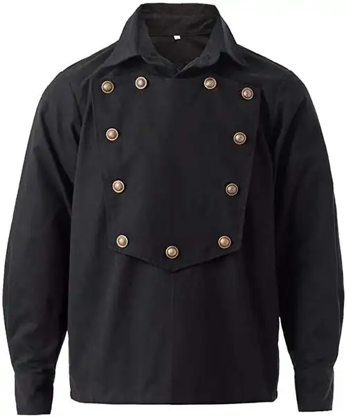 男式西式衬衫长袖围兜衬衫外套牛仔夹克服装