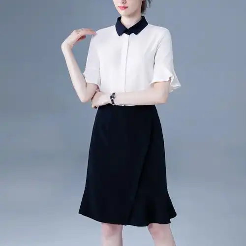 职业套装女夏季短袖女生教资公务员面试服装正装幼儿园老师工作服