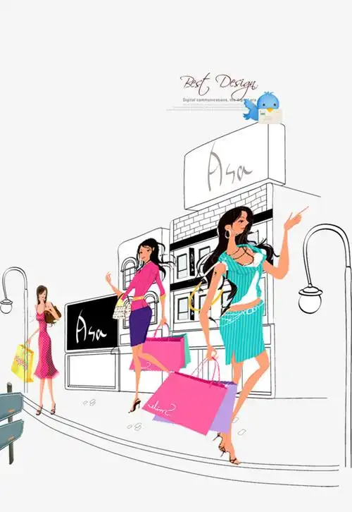 女孩们逛街【高清png素材】-90设计