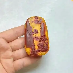处理仓库,出琥珀蜜蜡黄龙涎山水牌吊坠,男女皆可佩戴,售出不退