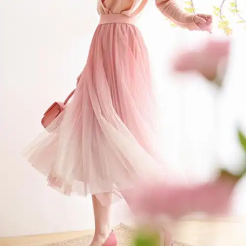 仙女百褶蓬蓬网纱半身裙