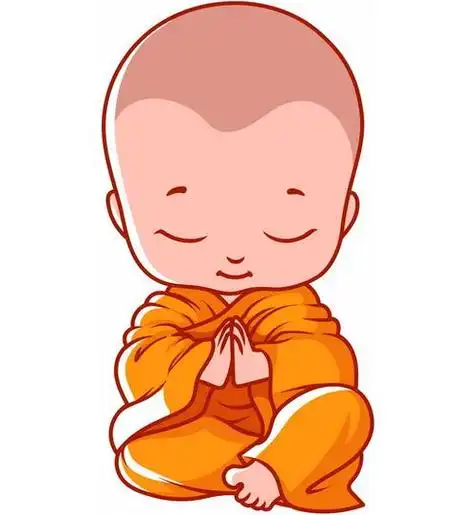 打坐的可爱卡通小和尚png图片素材