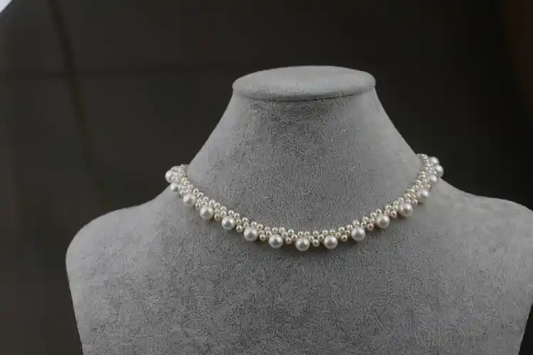 多层天然淡水珍珠锁骨链 大小珍珠 礼服搭配项链女 s925银扣手工