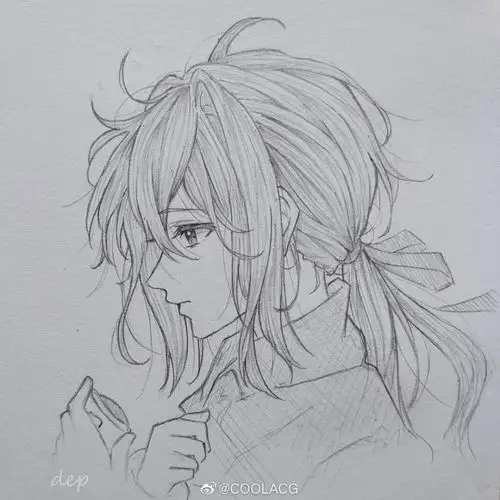 神仙画师微博转载二次元人物黑白动漫素材插画绘画线稿手绘女生男生