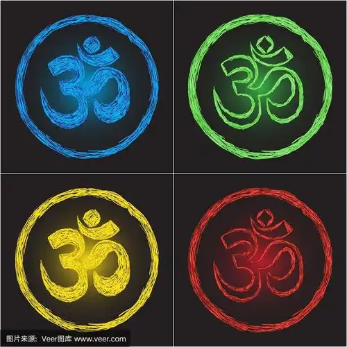 印度教宗教的金色符号om在黑色背景上