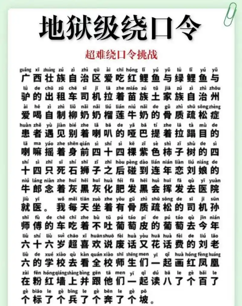 地狱级绕口令,谁能一口气不错念出来?[大笑]