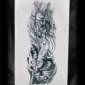 买一送一纹身贴黑白无常全臂防水防汗持久大花臂仿真刺青贴纸霸气