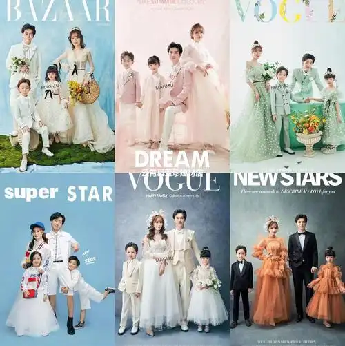 2021展会新款影楼亲子主题服装一家四口全家福英伦风高端礼服套装