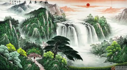 【已售】吴东小六尺聚宝盆山水画《源远流长》