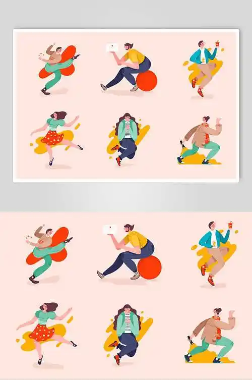 卡通扁平化人物海报设计素材-卡通扁平化人物海报模板下载-众屯网