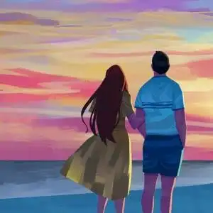 旅行二人世界背影头像图片一起看落日夕阳