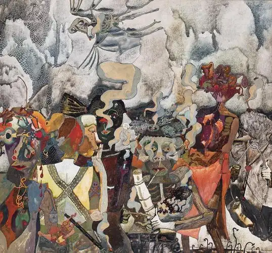 曹力b19541991年作大气污染纸本油画