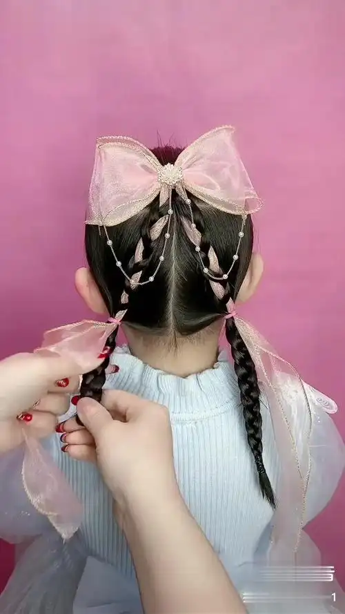 6-10岁中长发宝贝简单漂亮的公主发型编发教程 儿童发型 公主发型