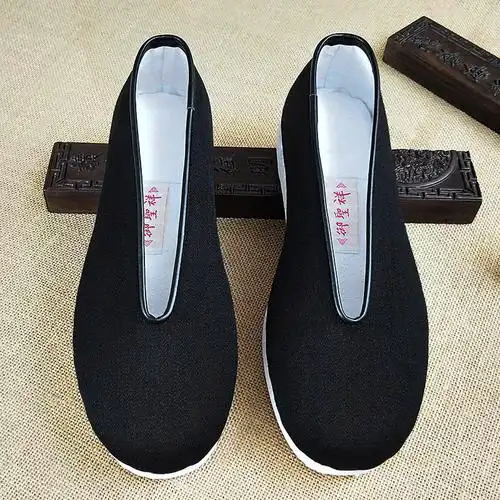 黑色老北京布鞋男手工千层底礼服呢元圆口中老年老人爸爸休闲鞋