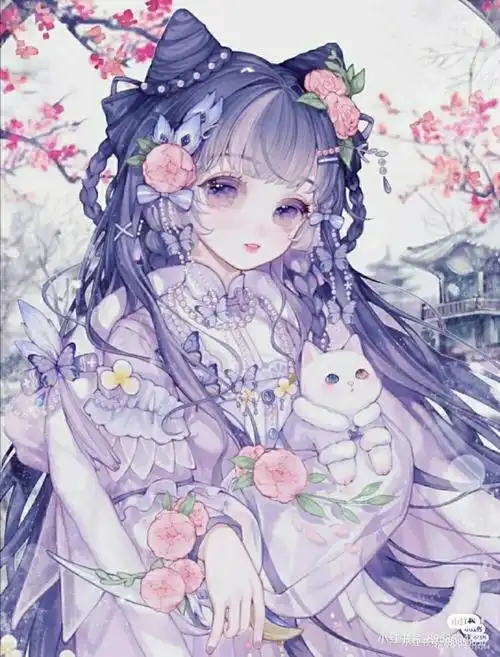 紫色系古风女孩