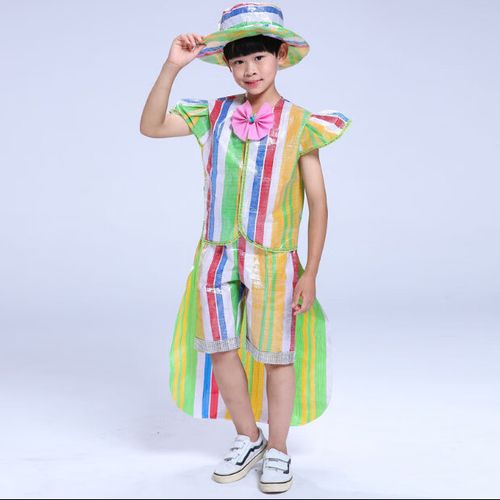 儿童环保创意服装环保时装秀环保服男童环保时装秀服装儿童幼儿园亲子