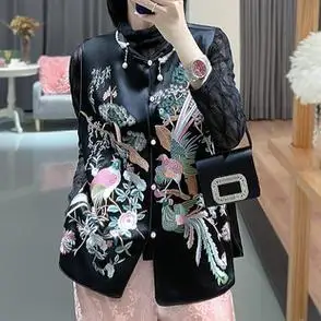 新中式唐装中国风女装妈妈装民族风上衣醋酸马甲背心重工刺绣小衫