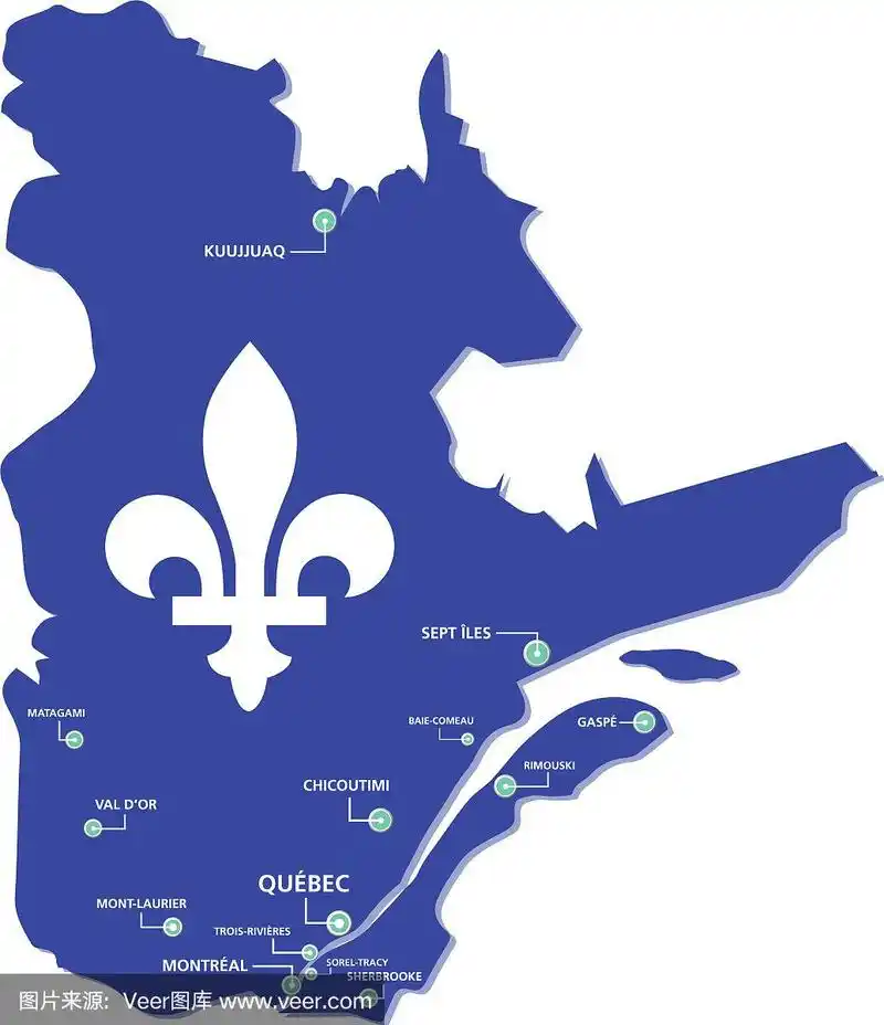 魁北克地图省与城市