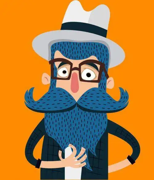 老胡子小胡子男人图标彩色卡通设计