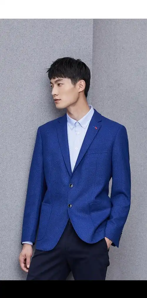 hla海澜之家平驳领净色毛呢休闲西服绅士单西外套男