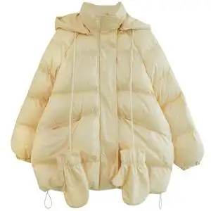 金大班甜美连帽黄色面包棉衣服袄子外套女赠手套2020冬季新款轻盈