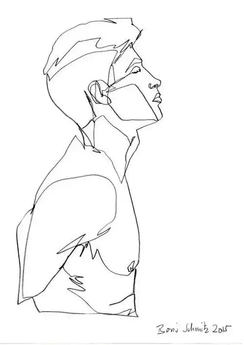 的一根线条作画在大学里学习德语文学与艺术他今年24岁一个年轻的德国