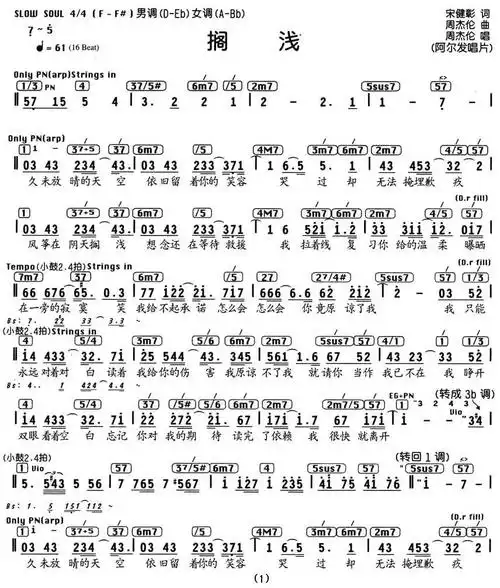 搁浅(编配乐谱)简谱(图1)