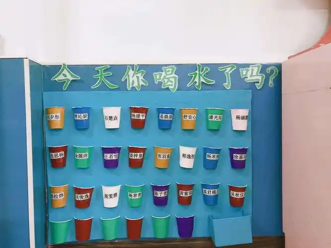 "今天你喝水了吗",记录孩子每天喝水的量,喝完一杯就放一根吸管.