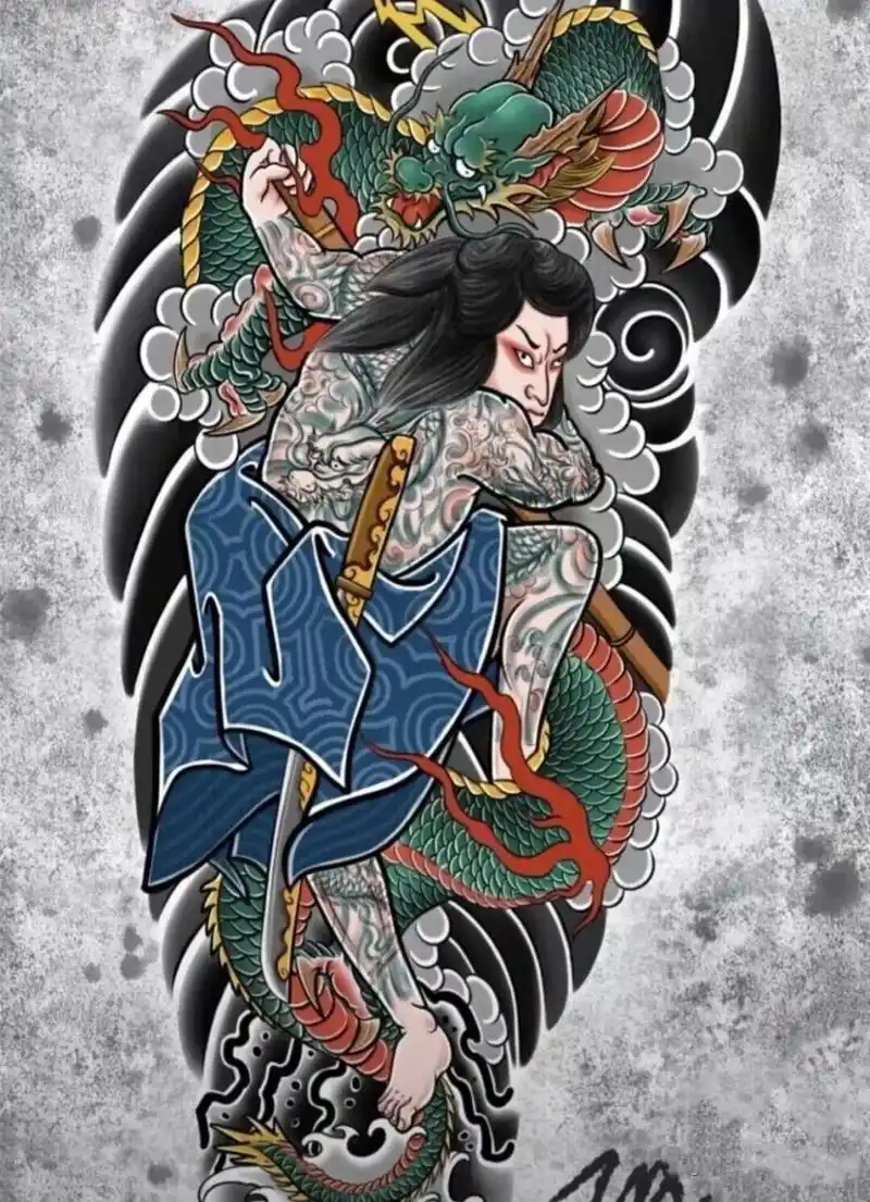 老传统花腿纹身手稿  可设计