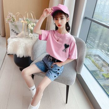 哈熙牛儿童夏季套装女童短裤新款网红洋气休闲11岁女孩衣服女童装夏装