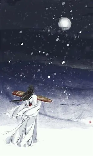 唯美的手绘插画古风背影大图_唯美意境图片_窝窝qq网