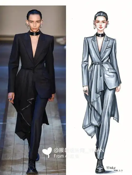 西服套装绘画步骤分享