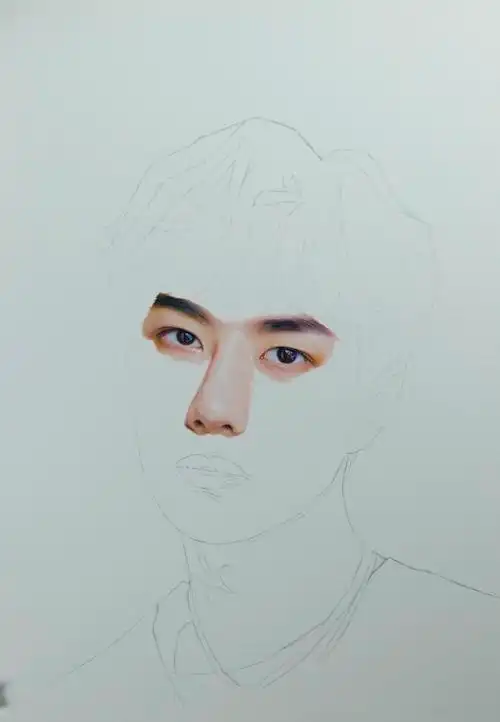 彩铅手绘王一博肖像