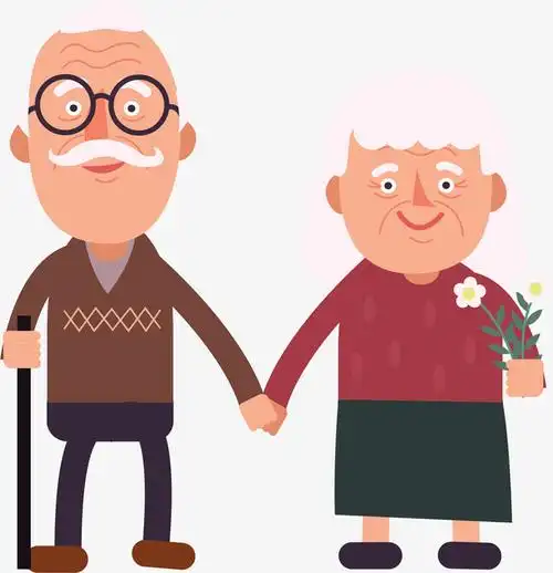 手拉手的幸福两口子