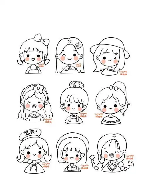 卡通人物简笔画素材处女座简笔画怎么画处女座简笔画可爱卡通少女教