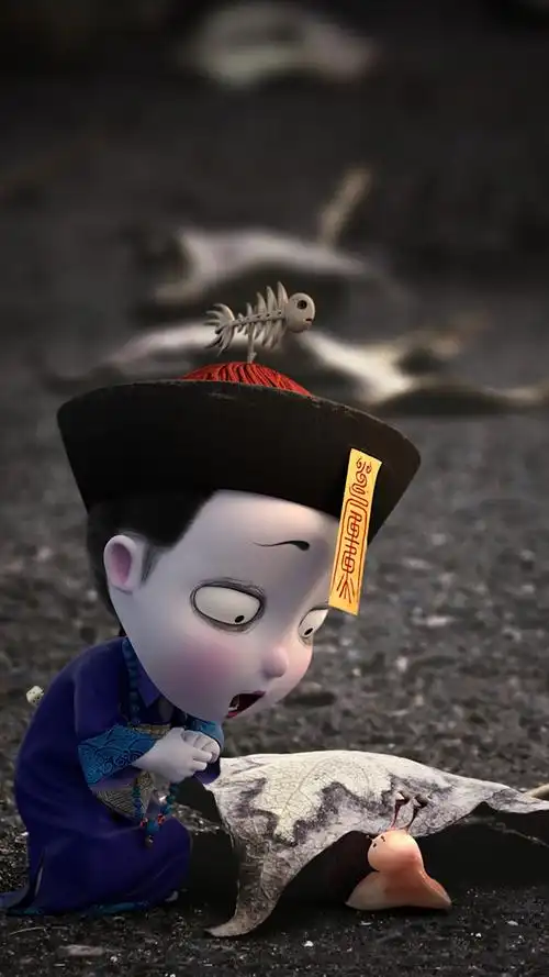「手机壁纸」身披官服的中国风小僵尸,它就是僵小鱼