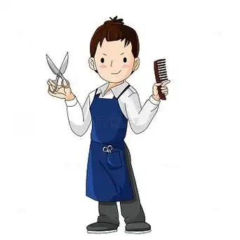 二月二龙抬头理发人物剪发理发师卡通手绘