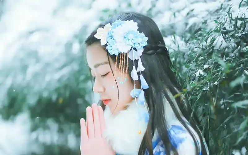 汉服古风美女唯美冬日冰凉写真壁纸,这是美桌网为你准备的电脑桌面壁