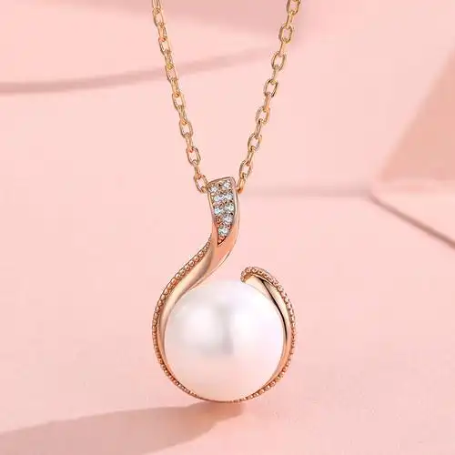 佰色传情珍珠项链女款时尚925项链中老年吊坠银饰妈妈礼物视频