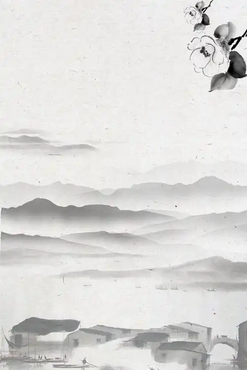 大气水墨江南水乡山水背景