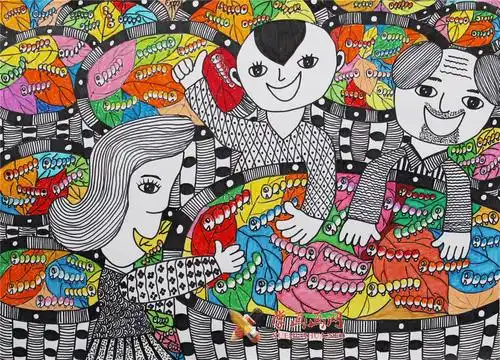 幼儿获奖科幻画七彩蚕梦