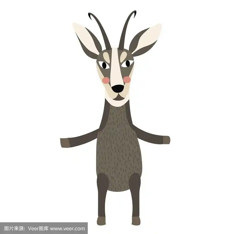 羚羊站在两腿动物卡通人物矢量插图.