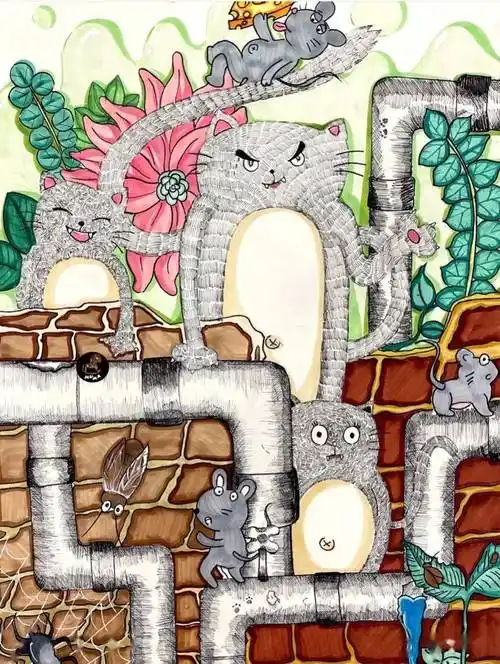 儿童创意画脑洞大开的思想者