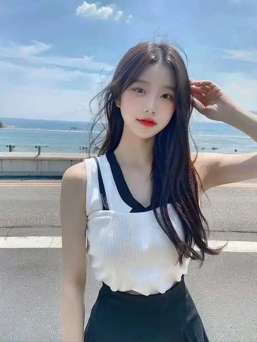 美女白色短袖与黑色短裙这位年轻女性的简约时尚令人心动