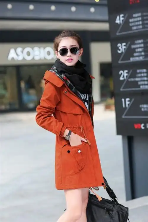 搭配劲减淡季狂甩风衣纯色2014秋季军绿xxl韩版现货橘 色卡其风衣