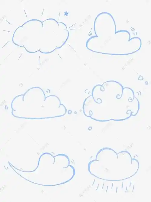 简笔画卡通白云云朵png装饰套图云彩简笔画_云朵简笔画手绘卡通简笔画